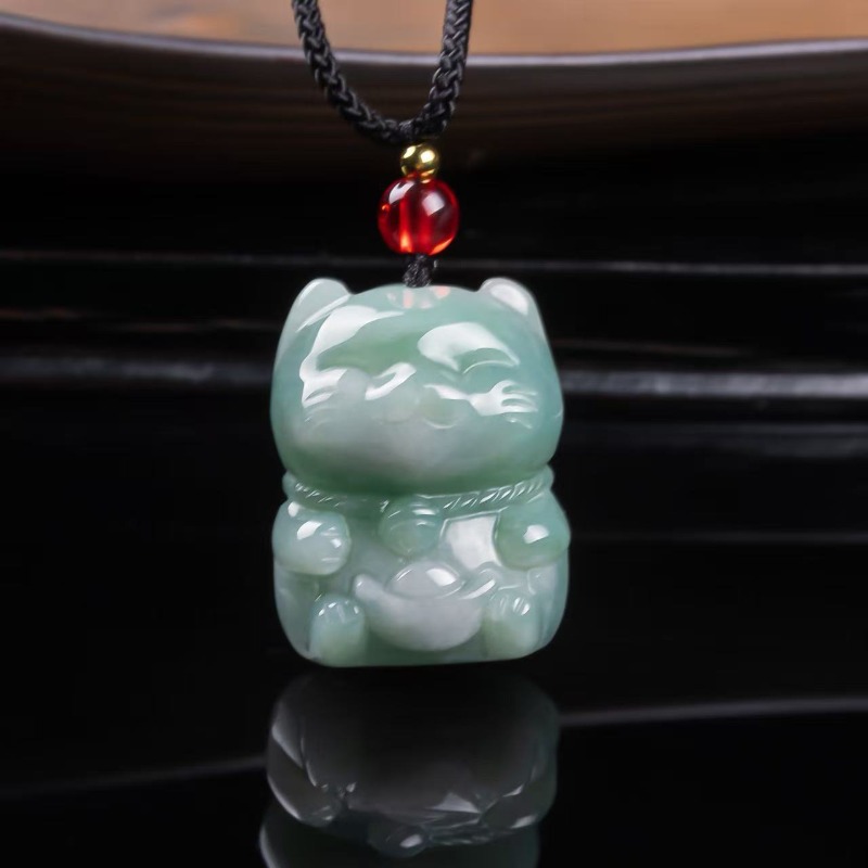 Jewelry & Watches Vitopoulos Reviews - Natural Emerald Jade Lucky Cat Pendant