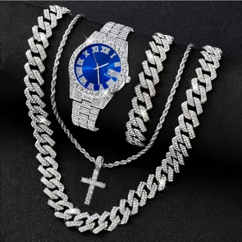 3/4PCS Hip Hop Iced Out Men's  - Icebox Jewelry Watches 评论和价格