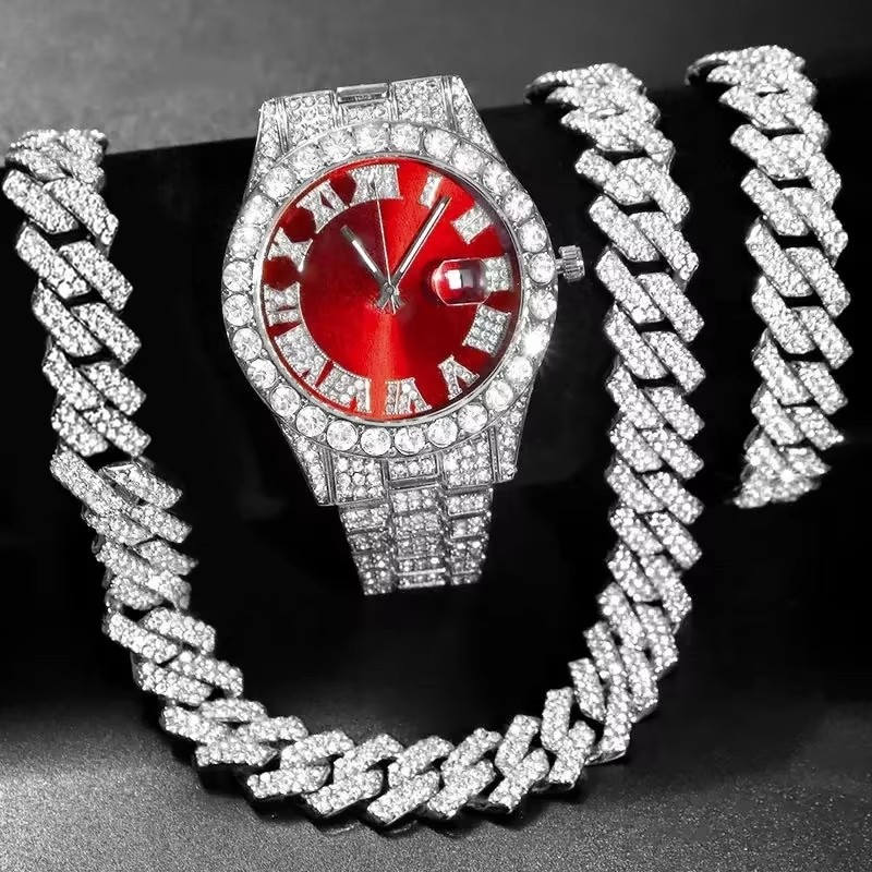 3/4PCS Hip Hop Iced Out Men's  - Icebox Jewelry Watches 评论和价格