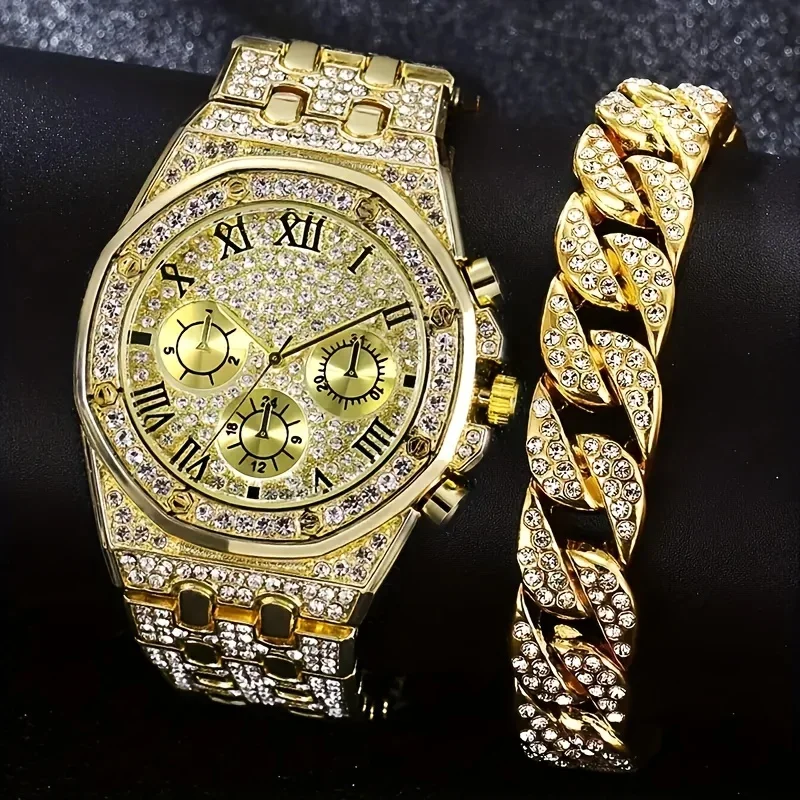 Luxury Octagonal Bezel Iced Qu - Icebox Jewelry Watches 评论和价格