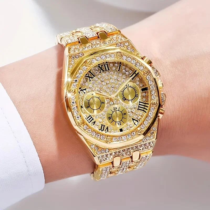 Luxury Octagonal Bezel Iced Qu - Icebox Jewelry Watches 评论和价格