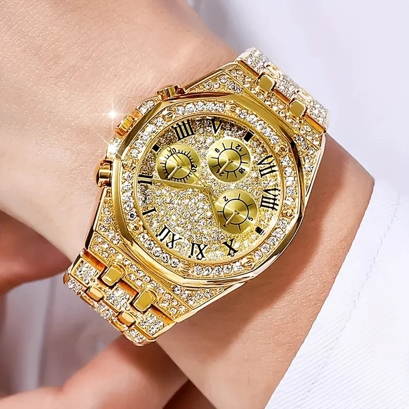 Luxury Octagonal Bezel Iced Qu - Icebox Jewelry Watches 评论和价格
