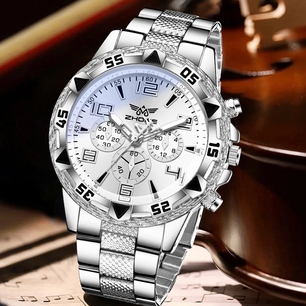 4PCS Silver Men's Fashion Casu - Jewelry Watches Silver 评论和价格