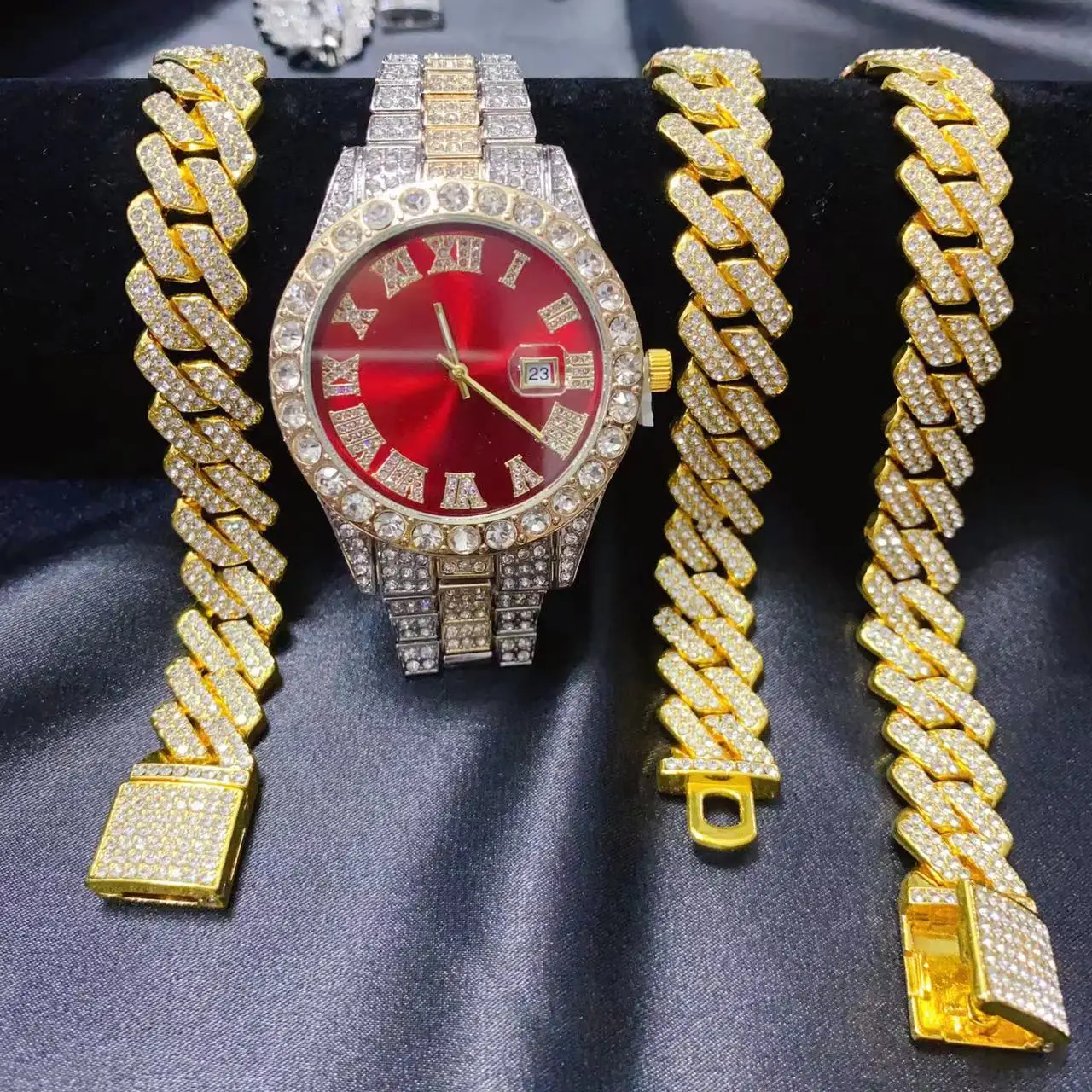 3PCS Hip Hop Calendar Watch Ne - Icebox Jewelry Watches 评论和价格