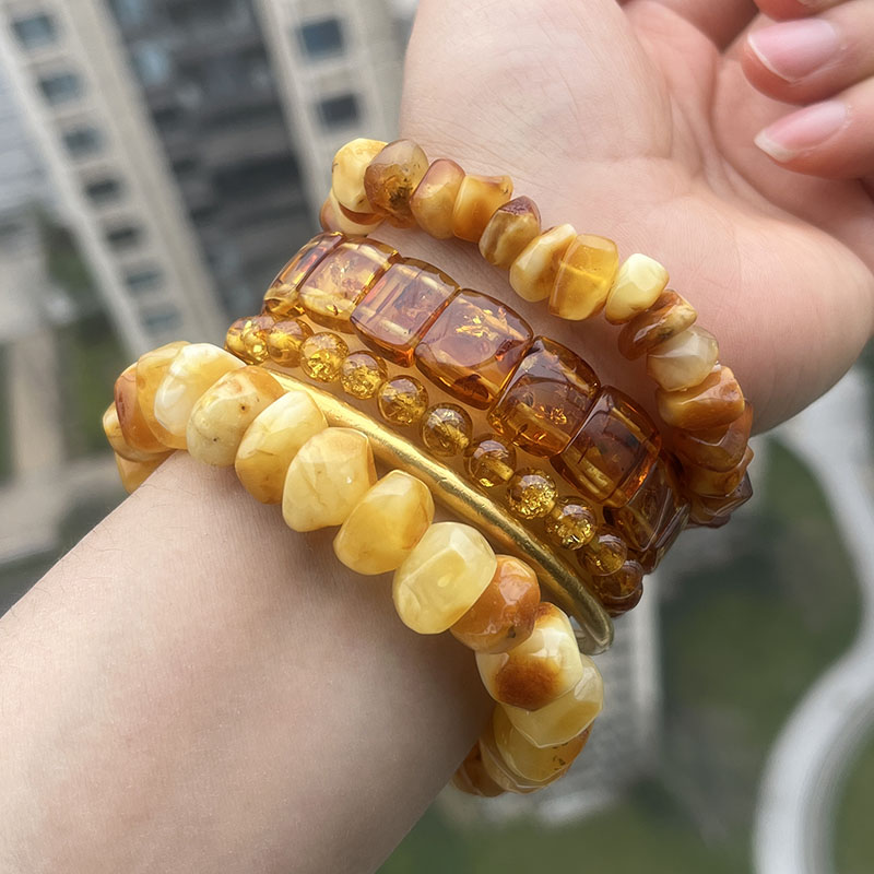 100% Real Yellow Amber Bracele - Gemstone Bracelet Healing 评论和价格