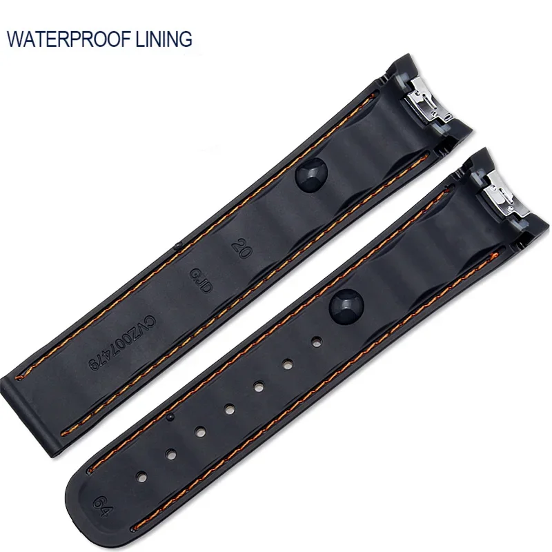 Curved 20mm Rubber Watchband F - Omega Watch Seamaster 评论和价格
