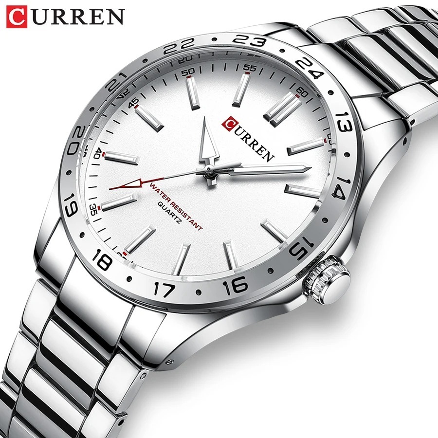 CURREN 8452 Silver White Gift  - Jewelry Watches Silver 评论和价格