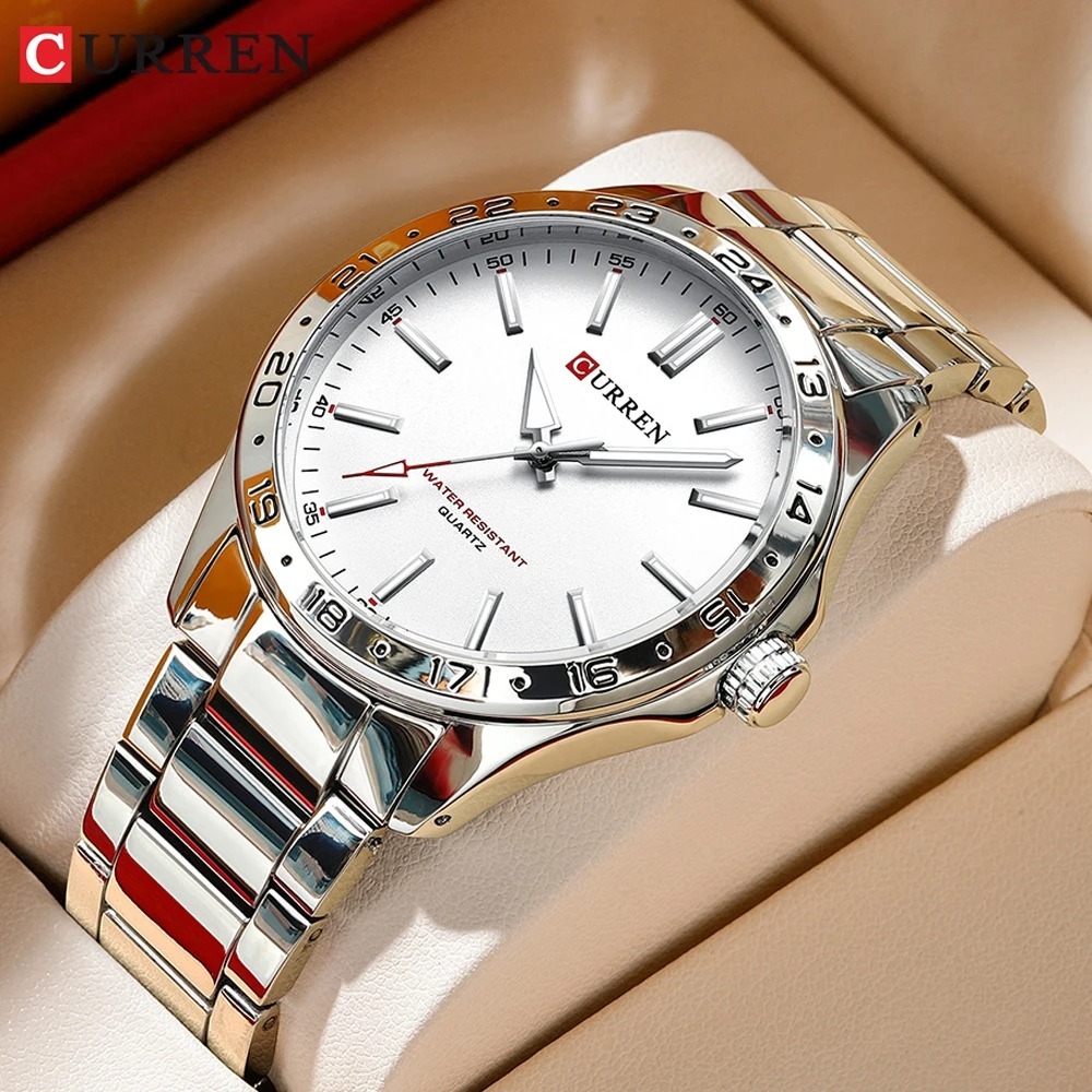 CURREN 8452 Silver White Gift  - Jewelry Watches Silver 评论和价格