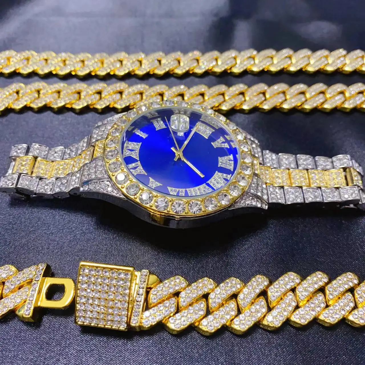3PCS Hip Hop Calendar Luxury W - Icebox Jewelry Watches 评论和价格