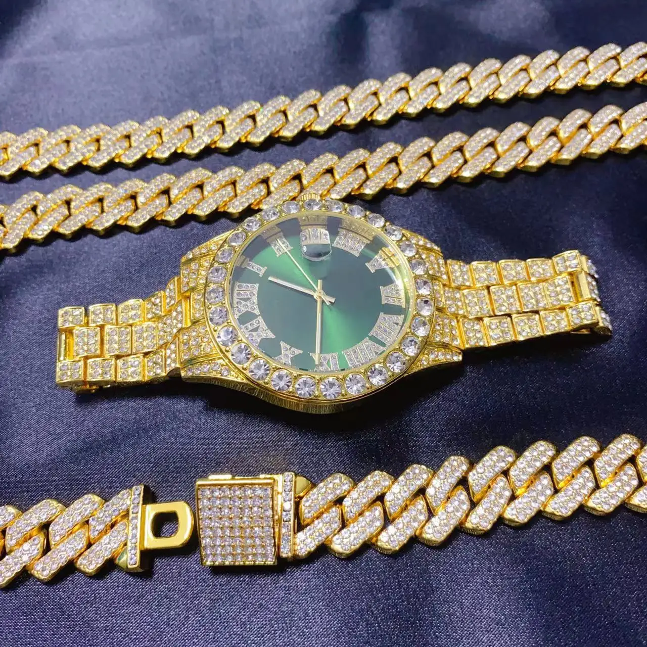 3PCS Hip Hop Calendar Luxury W - Icebox Jewelry Watches 评论和价格