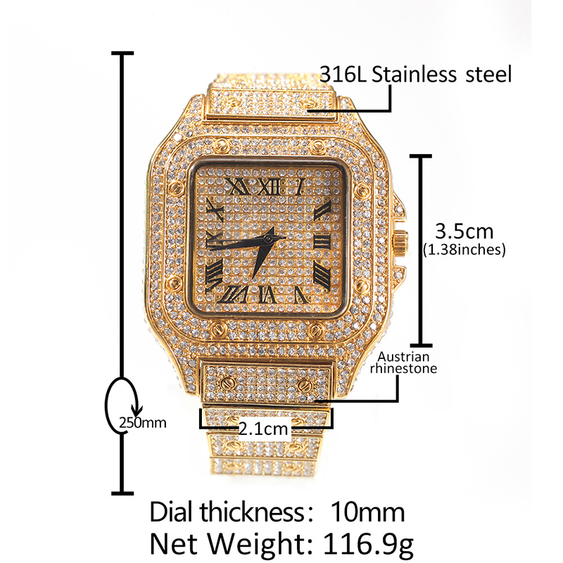 Hip Hop Luxury Quartz Wrist Wa - Jewelry Watches Silver 评论和价格