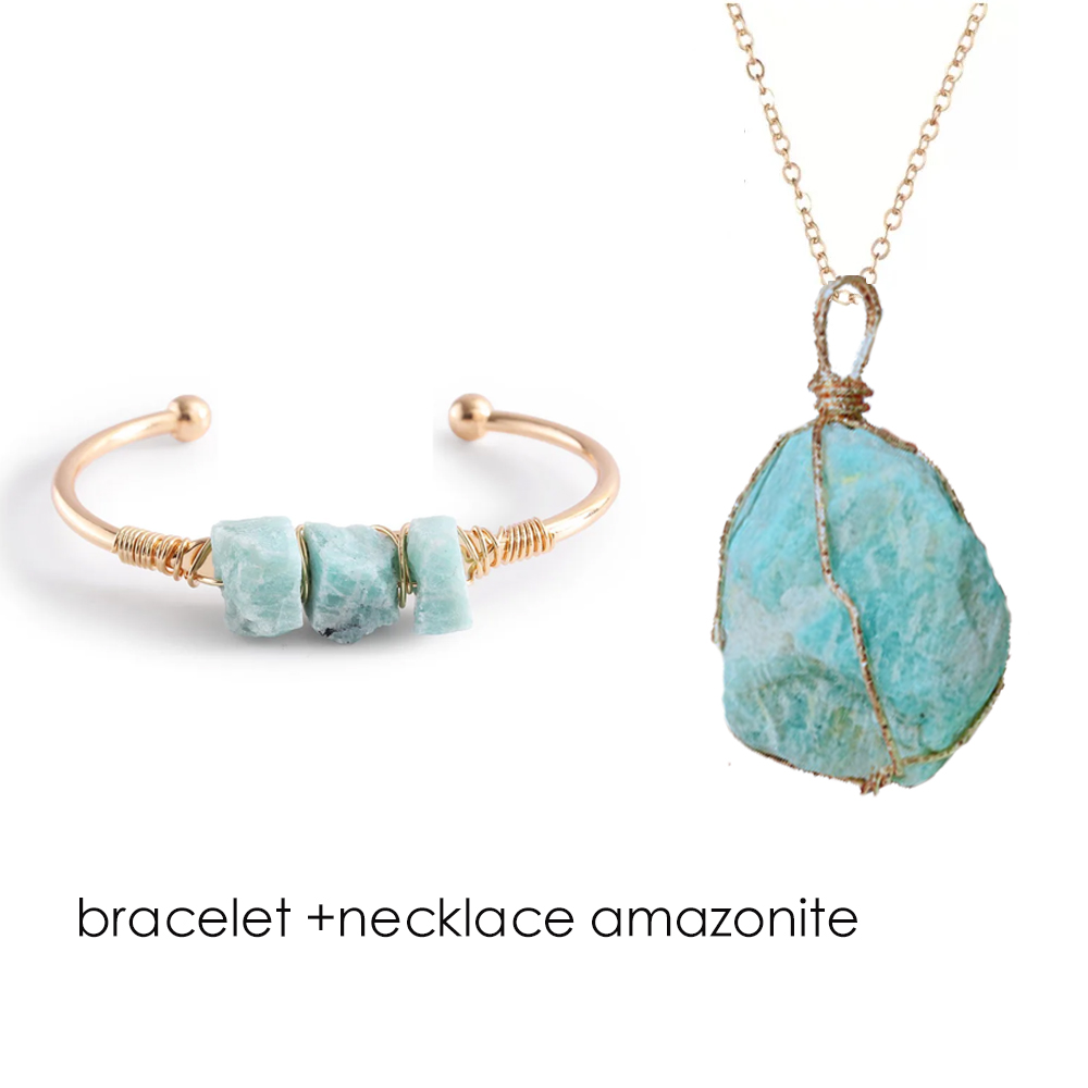 Natural Stone Open Cuff Bangle - Gemstone Bracelet Healing 评论和价格